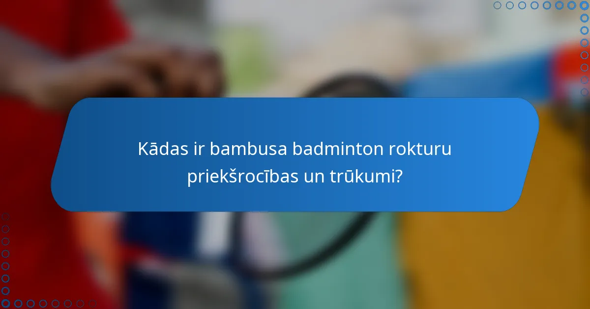 Kādas ir bambusa badminton rokturu priekšrocības un trūkumi?