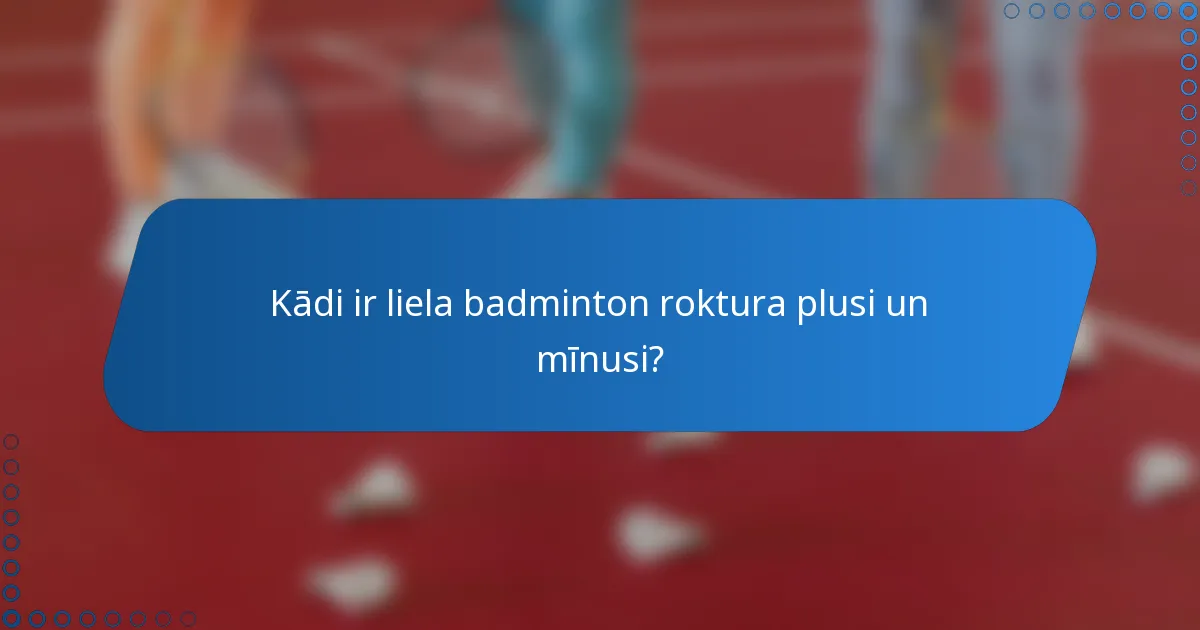 Kādi ir liela badminton roktura plusi un mīnusi?